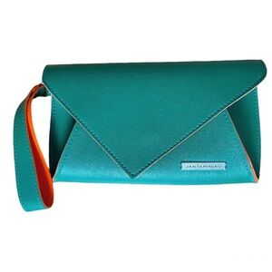 Jantaminiau Green and Orange Origami Envelope Wristlet